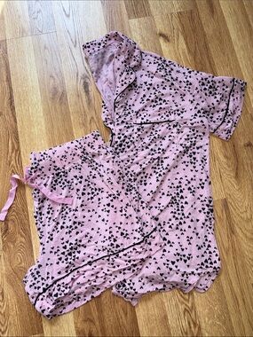 Victoria’s Secret Heart Print Pajama Set - Short Sleeve Top & Shorts